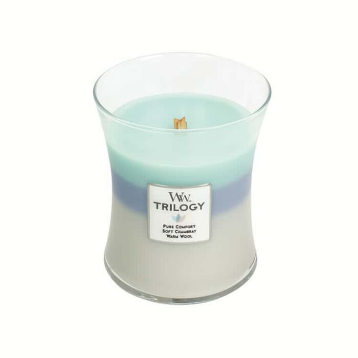 Woodwick Medium Hourglass Trilogy Candle - Woven Comforts
